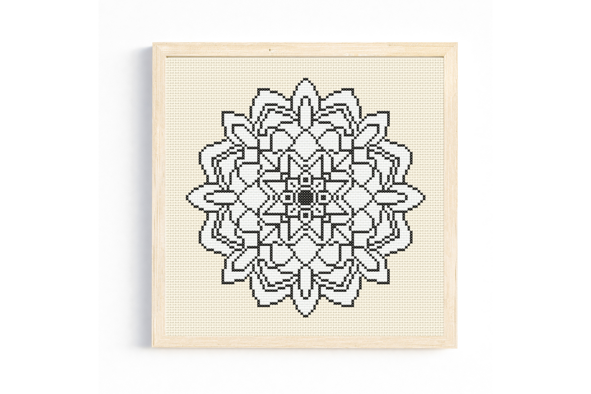 Black and White Mandala Cross Stitch