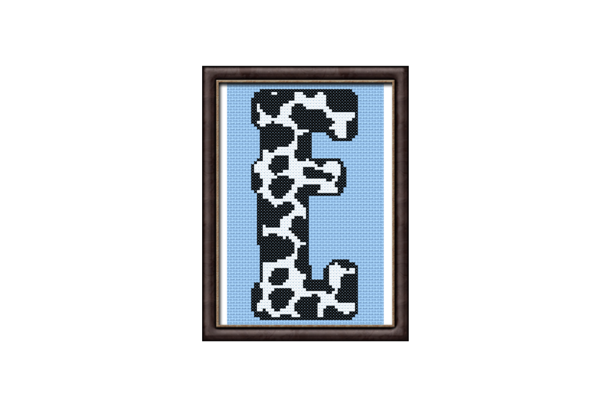 Cow Print E Monogram Cross Stitch
