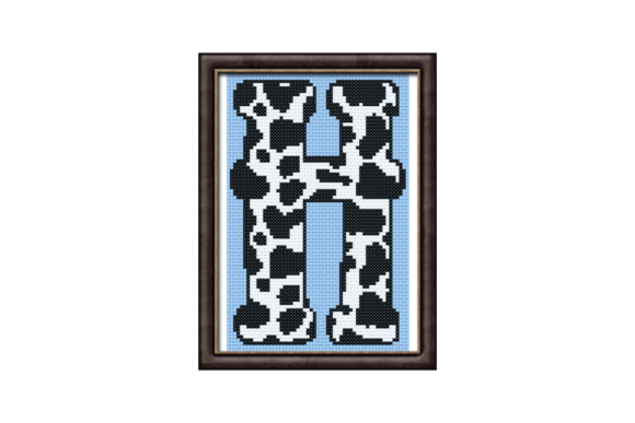 Cow Print H Monogram Cross Stitch