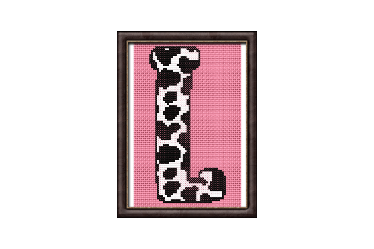 Cow Print L Monogram Cross Stitch