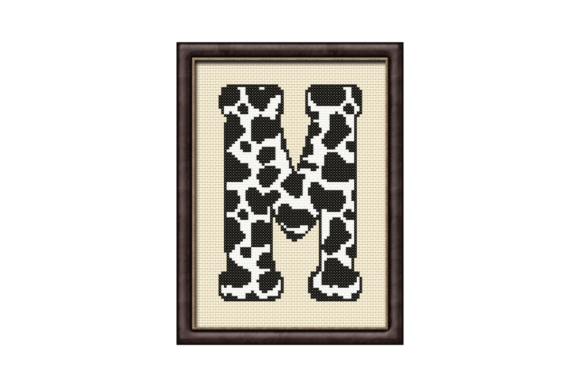 Cow Print M Monogram Cross Stitch