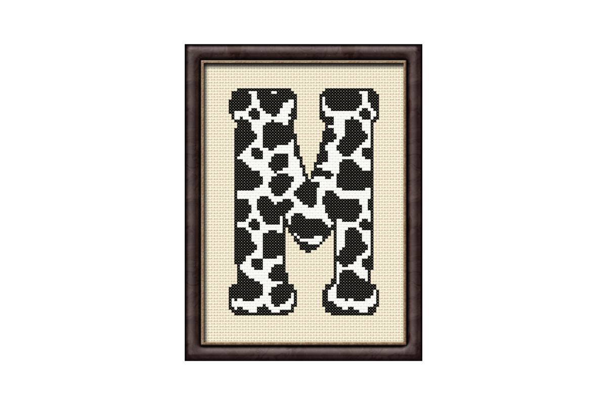Cow Print M Monogram Cross Stitch