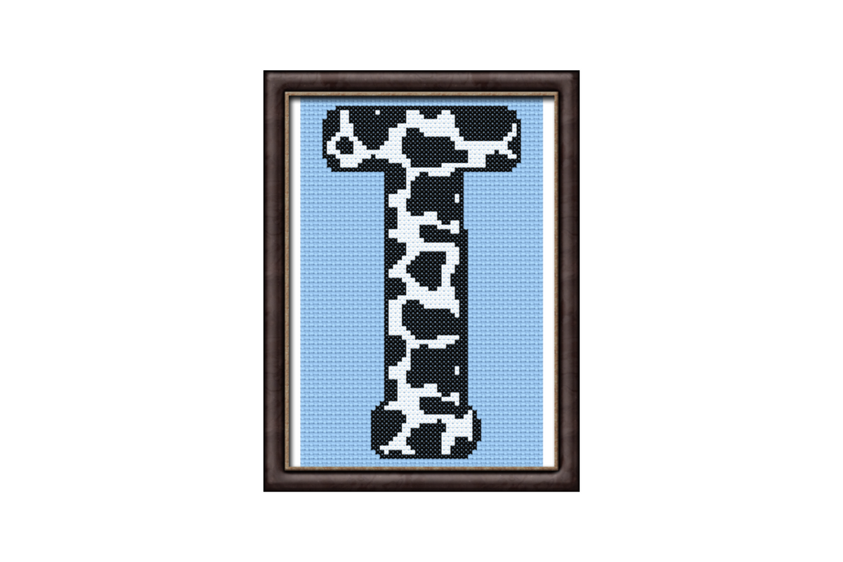 Cow Print T Monogram Cross Stitch