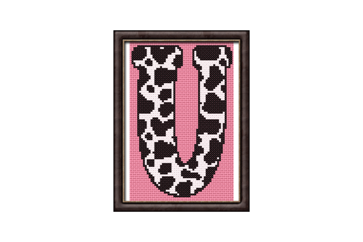 Cow Print U Monogram Cross Stitch