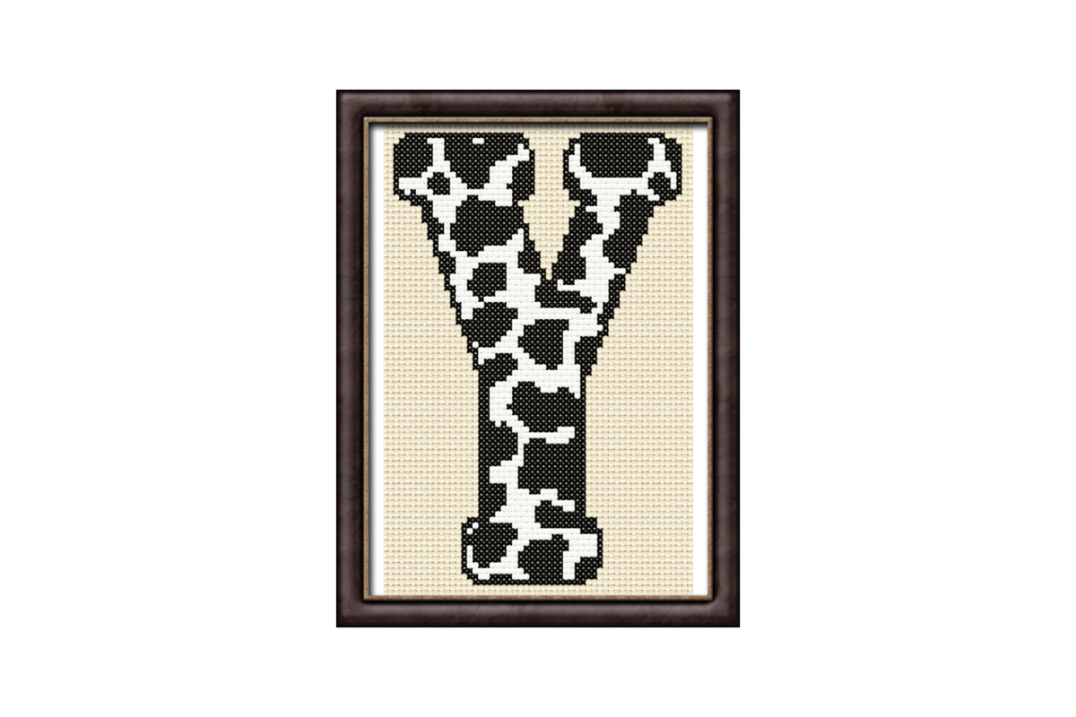 Cow Print Y Monogram Cross Stitch
