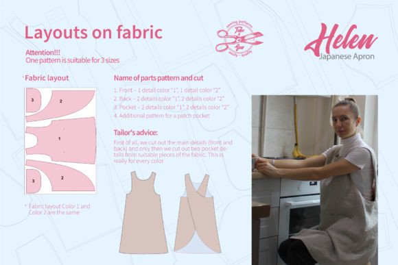 Japanese apron sewing pattern inspiration for different fabric styles