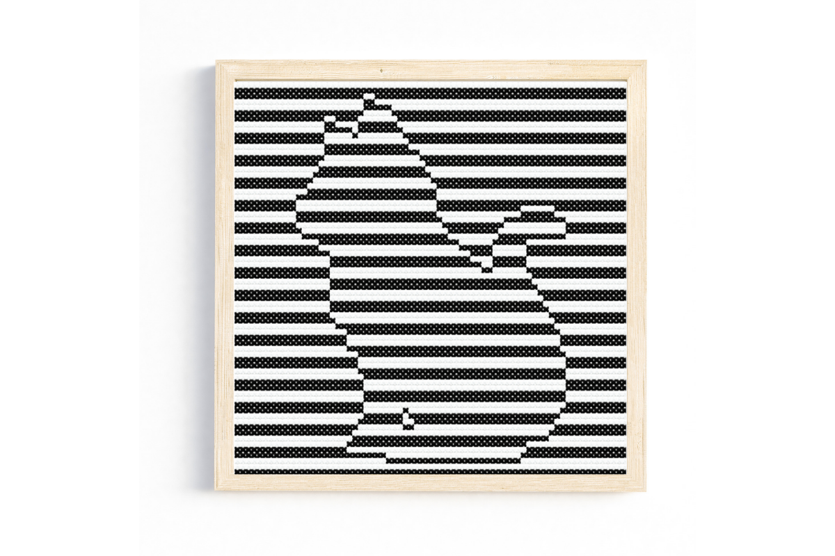Op Art Sitting Cat Cross Stitch Pattern