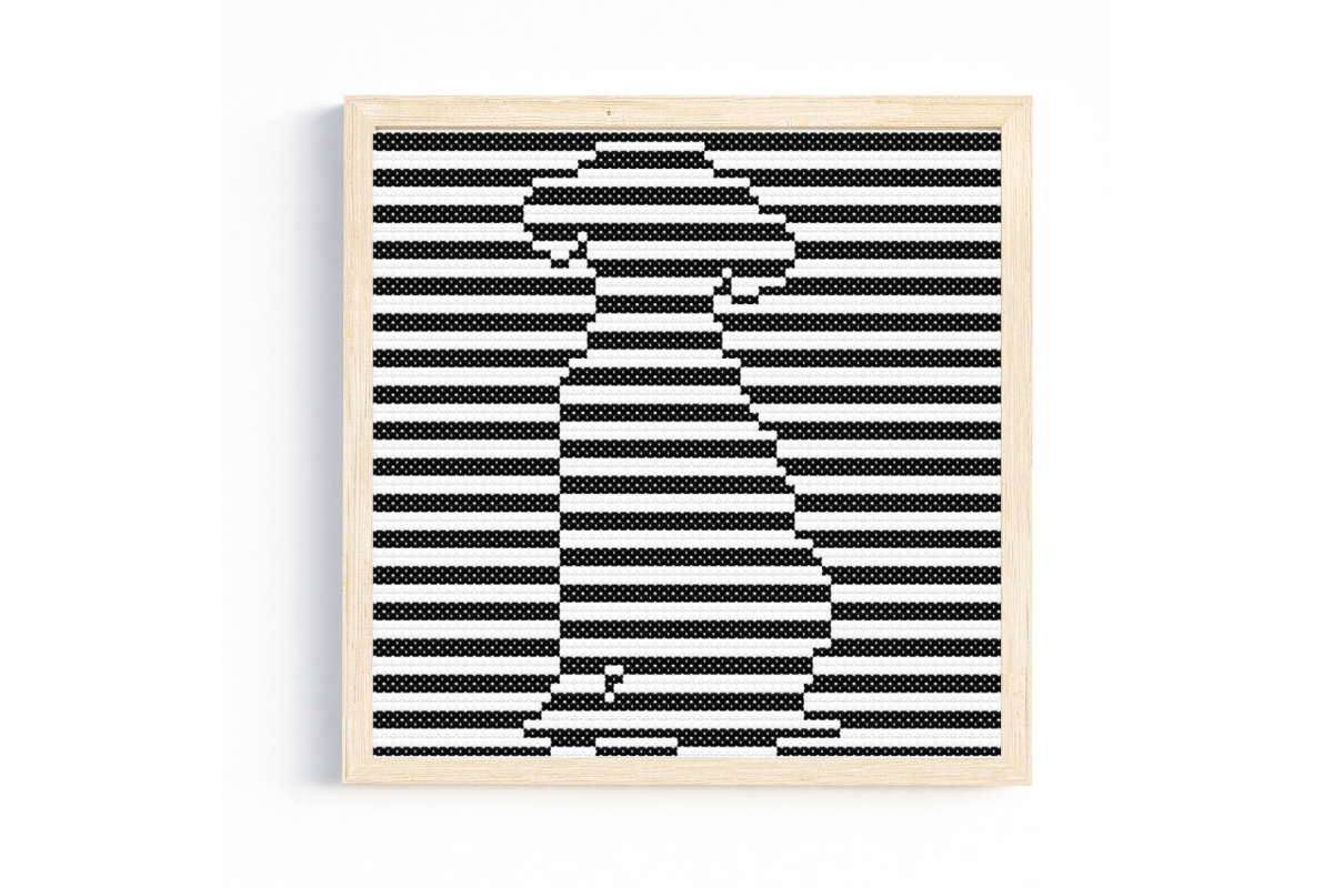 Op Art Sitting Dog Cross Stitch Pattern