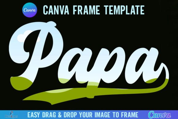 Papa Canva Frame Template, Retro Grandpa Gráfico Canva Por 2B Designs