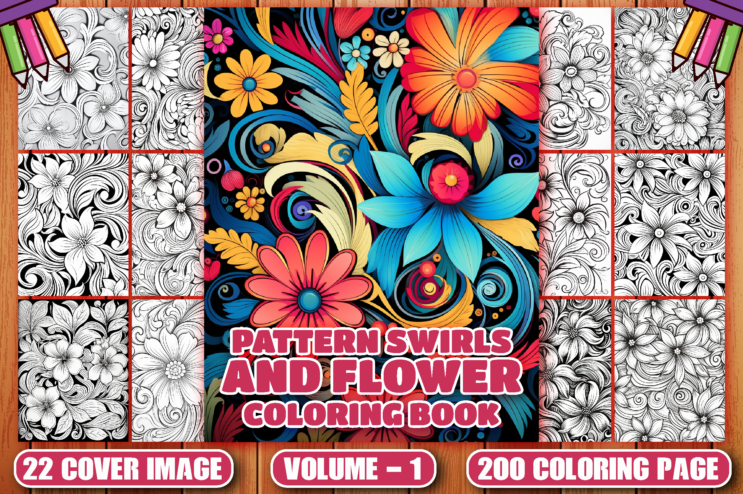 Pattern Swirls and Flower Coloring Pages