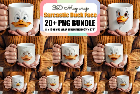 Sarcastic Duck Face 3d Mug Wrap Bundle Graphics