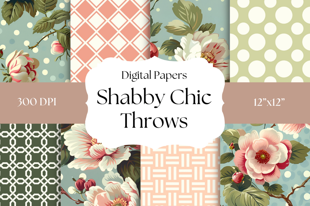 Shabby Chic Throws Digital Papers Graphic by More Paper Than Shoes ...