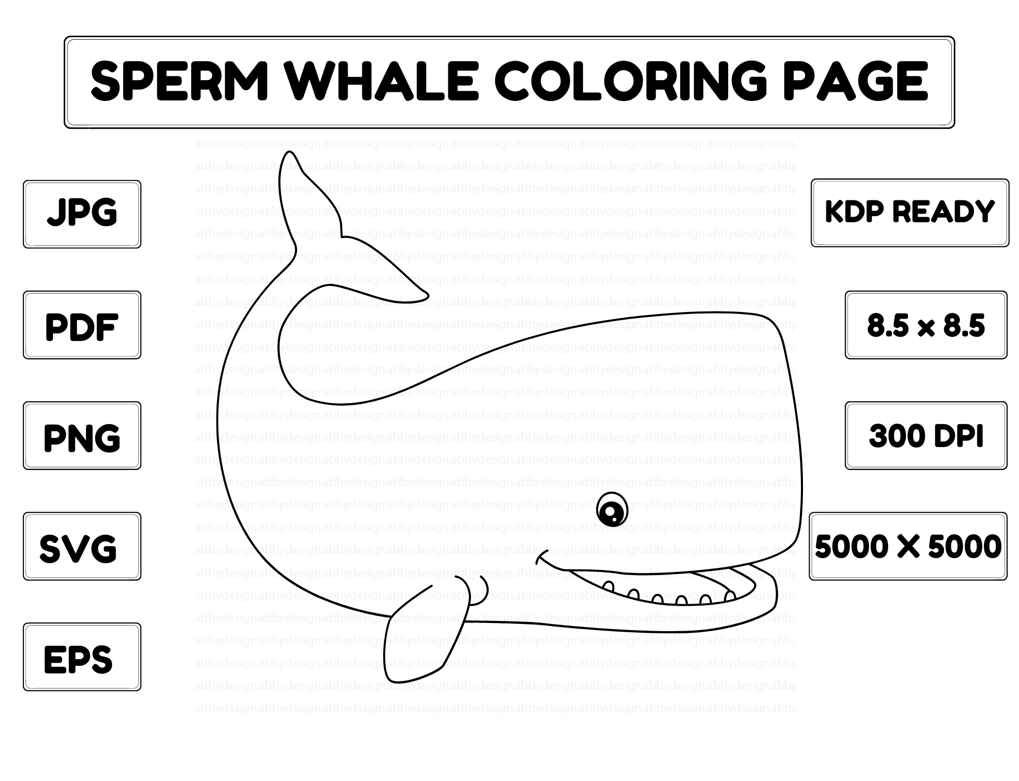 Sperm Whale Coloring Page Isolated