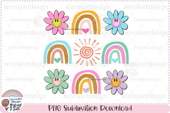 Summer Spring Flower Daisy Retro Rainbow Graphic by WinnieArtDesign ...
