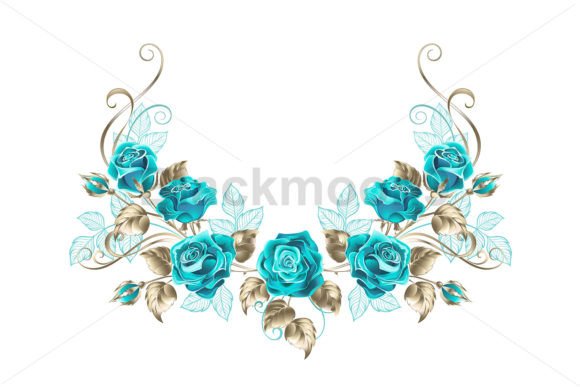 Symmetrical Garland with Turquoise Roses