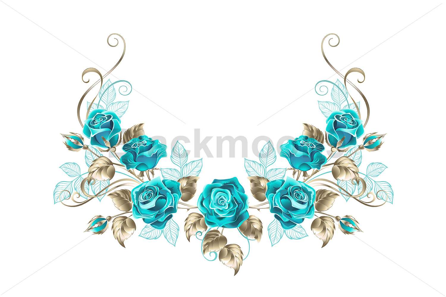 Symmetrical Garland with Turquoise Roses