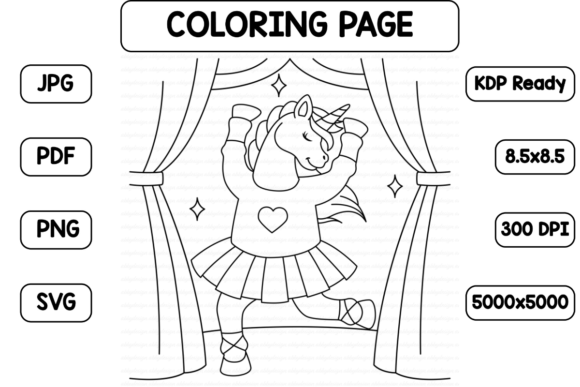 Unicorn Ballerina Dancing Coloring Page