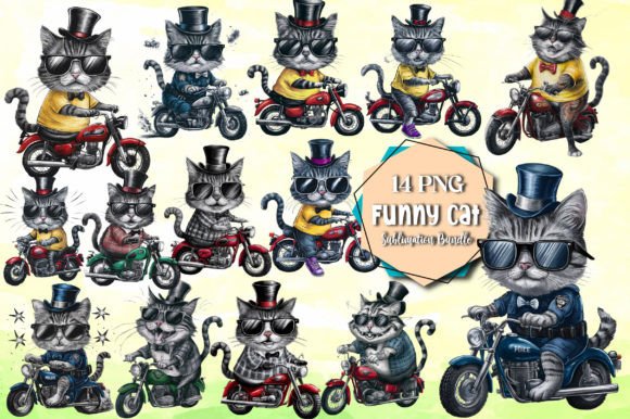 Vintage Funny Cat Clipart Bundle Graphic by Vintage · Creative Fabrica