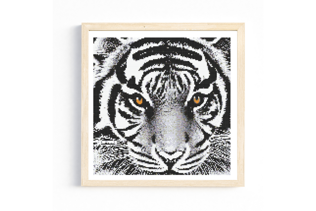 White Tiger Closeup Cross Stitch Pattern