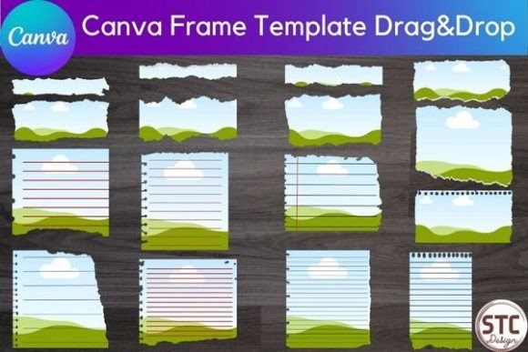 16 Torn Paper Border Canva Frames Bundle Graphic Canva By num-STC