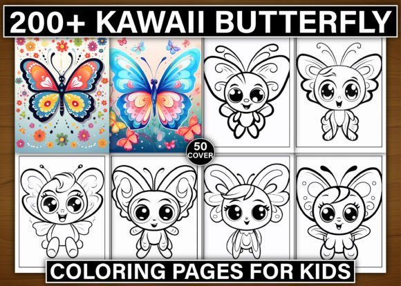 200 Cute Kawaii Butterfly Coloring Pages
