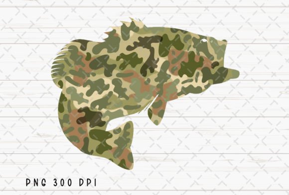 Camo Bass Fish Fishing Sublimation PNG Gráfico Ilustraciones Imprimibles Por Flora Co Studio