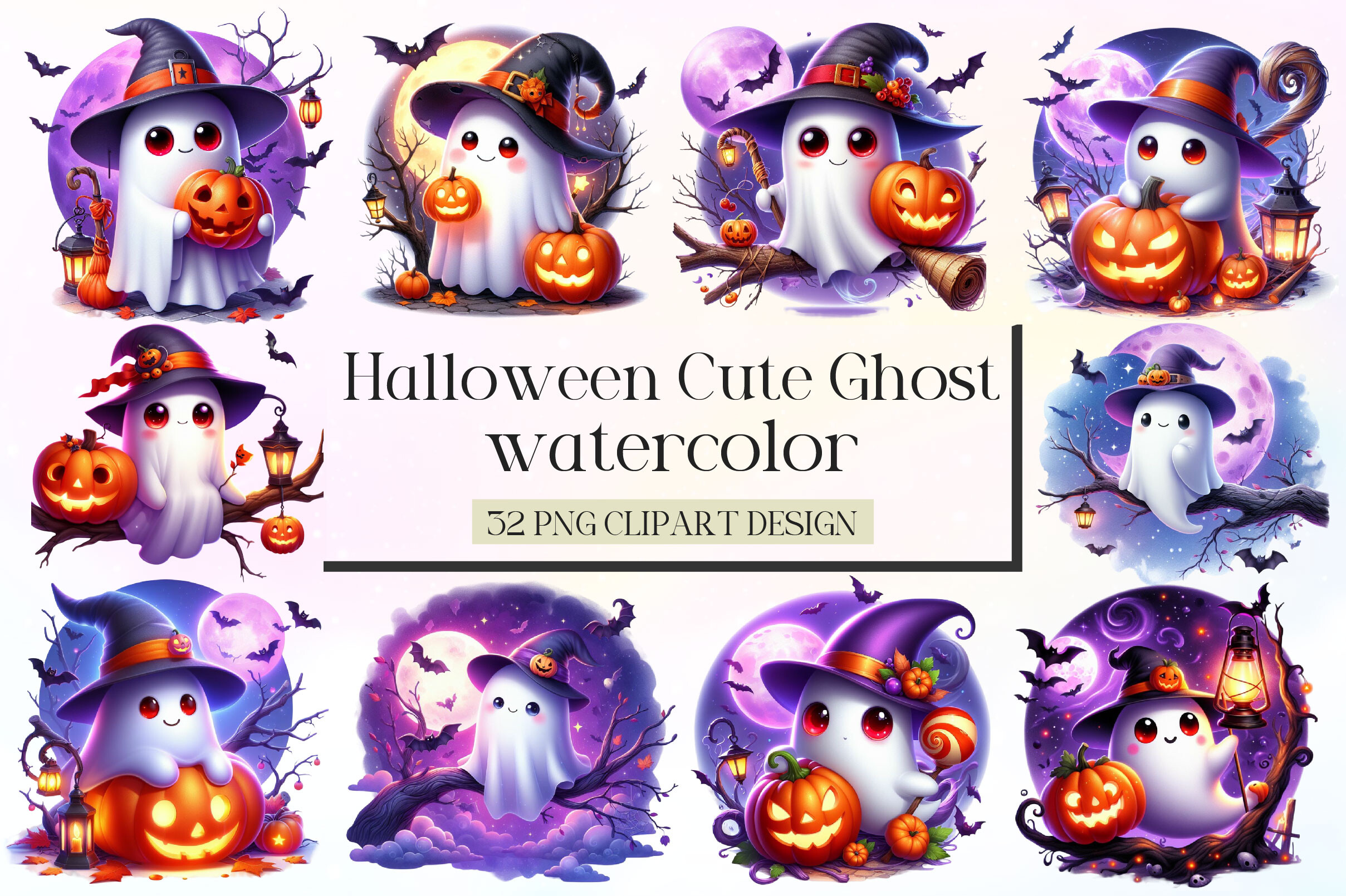 Cute Halloween Ghost Sublimation Clipart Graphic by Dream Creation ...