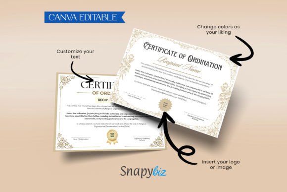 Editable Ordination Certificate Template