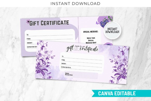 Purple Lilac Gift Certificate Canva Temp