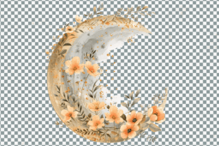 Watercolor Boho Floral Moon PNG Clipart Graphic by MashMashStickers ...