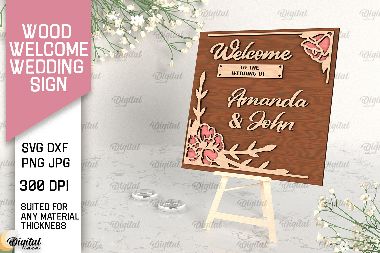Wood Welcome Wedding Sign Laser Cut