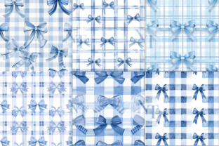 Blue Bow Coquette Digital Paper Graphic by Nam Tiwa · Creative Fabrica