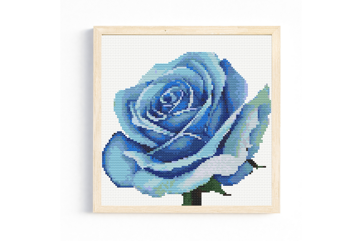 Blue Rose 1 Cross Stitch Pattern