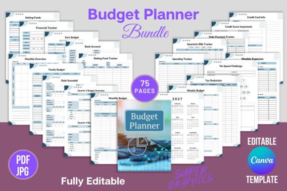 Budget Planner Bundle Canva Template KDP