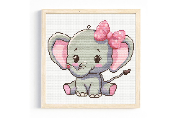 Cute Sitting Baby Elephant Cross Stitch