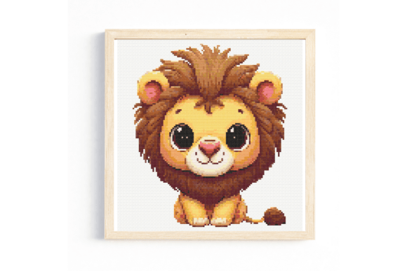 Cute Sitting Lion Cross Stitch Pattern