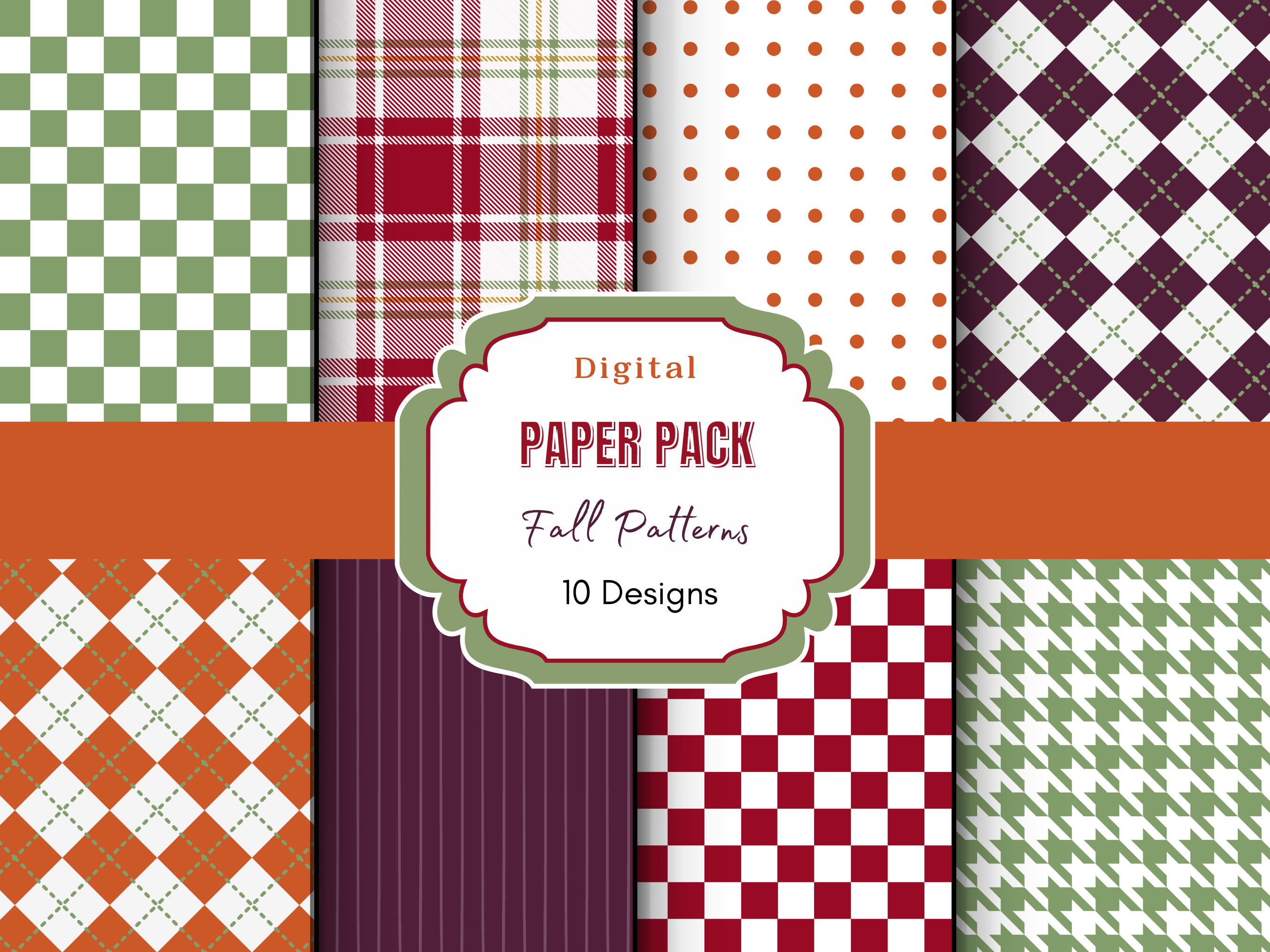 Fall Geometric Pattern Digital Paper Graphic by Paper & Pattern Studio ...