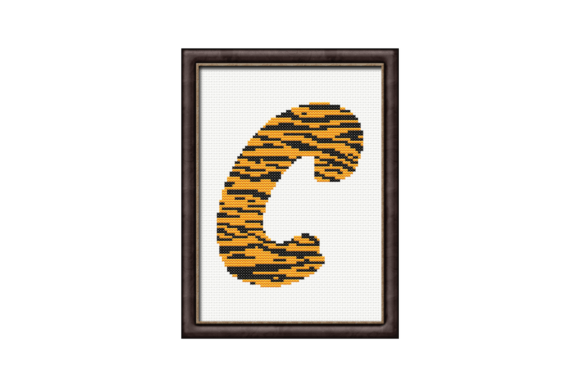 Tiger Print C Monogram Cross Stitch