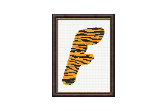 Tiger Print F Monogram Cross Stitch