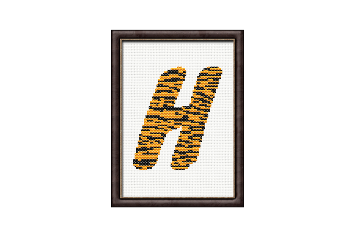 Tiger Print H Monogram Cross Stitch