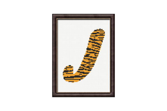 Tiger Print J Monogram Cross Stitch