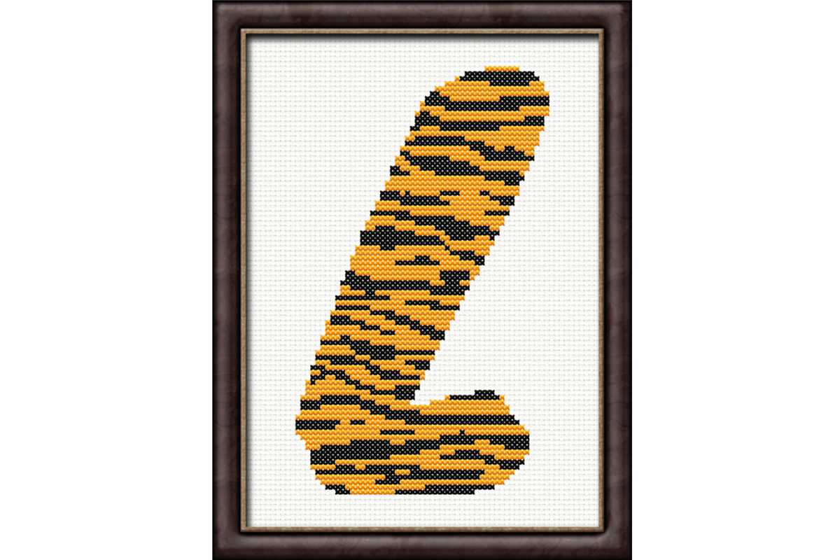 Tiger Print L Monogram Cross Stitch