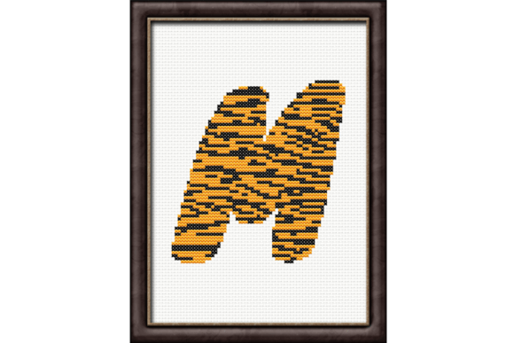 Tiger Print M Monogram Cross Stitch