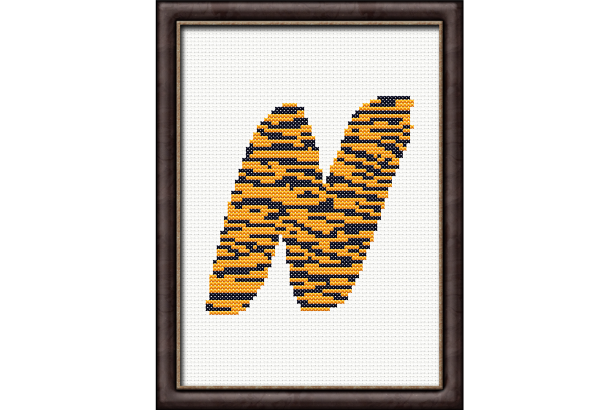 Tiger Print N Monogram Cross Stitch