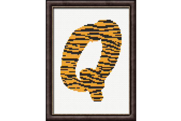 Tiger Print Q Monogram Cross Stitch