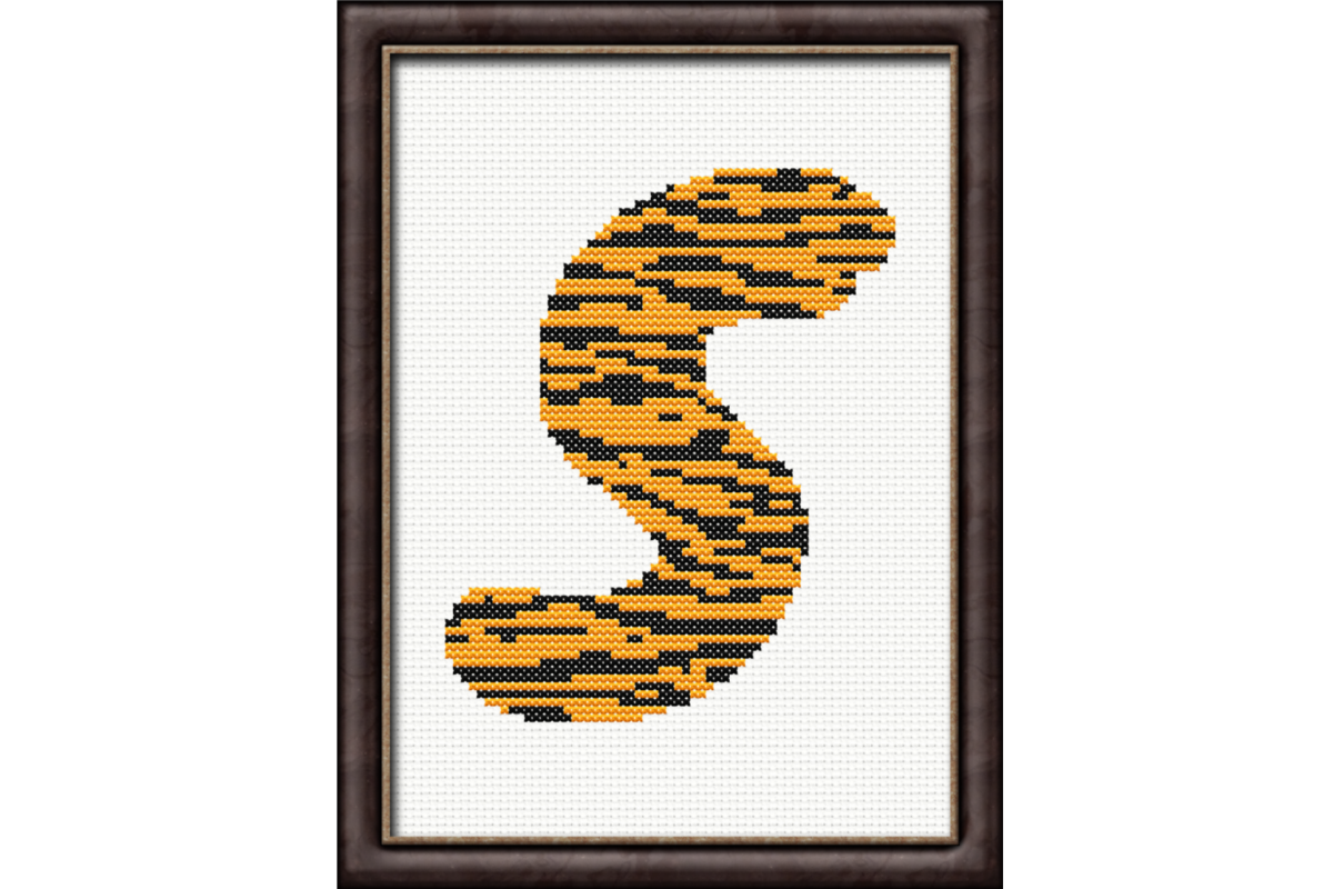 Tiger Print S Monogram Cross Stitch