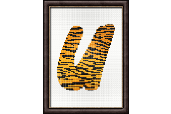 Tiger Print U Monogram Cross Stitch