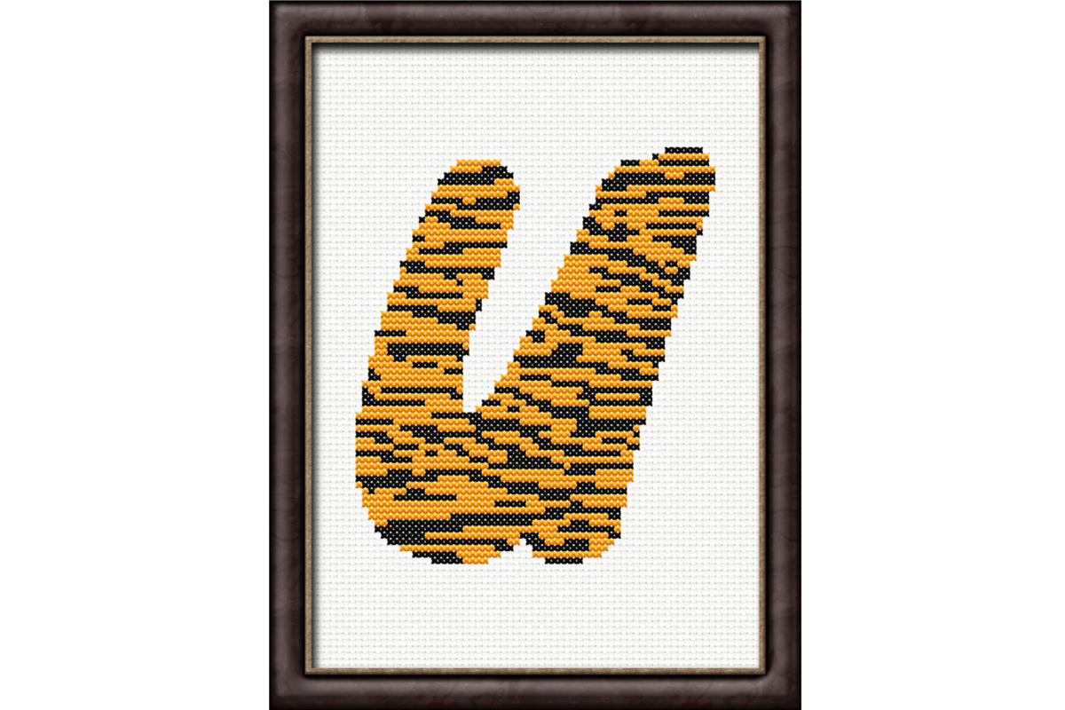 Tiger Print U Monogram Cross Stitch