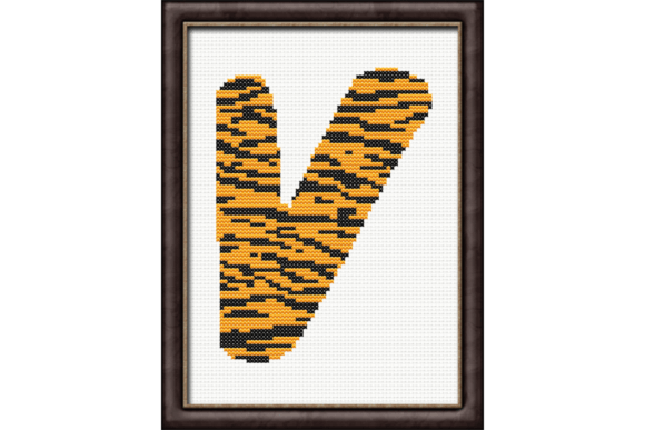 Tiger Print V Monogram Cross Stitch