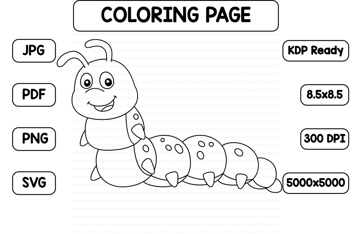 Caterpillar Coloring Page Isolated